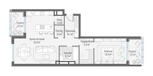 1-BD Apartment Sale, 76.8 sq. m. at Foriver, Simonovskaya Embankment, 3к1, Moscow, Russia #4