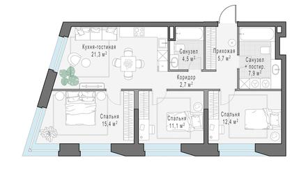 2-BD Apartment Sale, 81.4 sq. m. at Foriver, Simonovskaya Embankment, 3к1, Moscow, Russia #2 2-BD Apartment Sale, 81.4 sq. m. at Foriver, Simonovskaya Embankment, 3к1, Moscow, Russia #2