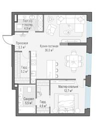 1-BD Apartment Sale, 72.2 sq. m. at Foriver, Simonovskaya Embankment, 3к1, Moscow, Russia #3 1-BD Apartment Sale, 72.2 sq. m. at Foriver, Simonovskaya Embankment, 3к1, Moscow, Russia #3