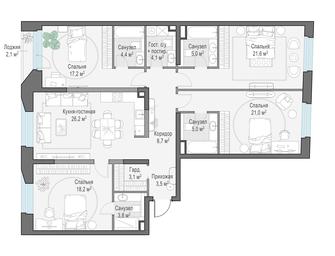 3-BD Apartment Sale, 143.7平方米 at Foriver, Simonovskaya Embankment, 3к1, Moscow, Russia #2 3-BD Apartment Sale, 143.7平方米 at Foriver, Simonovskaya Embankment, 3к1, Moscow, Russia #2