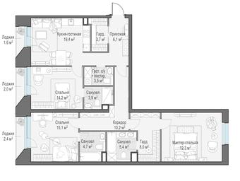2-BD Apartment Sale, 117.4平方米 at Foriver, Simonovskaya Embankment, 3к1, Moscow, Russia #2 2-BD Apartment Sale, 117.4平方米 at Foriver, Simonovskaya Embankment, 3к1, Moscow, Russia #2