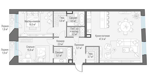 2-BD Apartment Sale, 112平方米 at Foriver, Simonovskaya Embankment, 3к1, Moscow, Russia #3 2-BD Apartment Sale, 112平方米 at Foriver, Simonovskaya Embankment, 3к1, Moscow, Russia #3