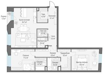 2-BD Apartment Sale, 119.9 sq. m. at Foriver, Simonovskaya Embankment, 3к1, Moscow, Russia #3 2-BD Apartment Sale, 119.9 sq. m. at Foriver, Simonovskaya Embankment, 3к1, Moscow, Russia #3