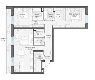 2-BD Apartment Sale, 117.7平方米 at Foriver, Simonovskaya Embankment, 3к1, Moscow, Russia #3 2-BD Apartment Sale, 117.7平方米 at Foriver, Simonovskaya Embankment, 3к1, Moscow, Russia #3