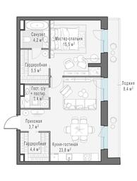 2-BD Apartment Sale, 64.9平方米 at Foriver, Simonovskaya Embankment, 3к1, Moscow, Russia #3 2-BD Apartment Sale, 64.9平方米 at Foriver, Simonovskaya Embankment, 3к1, Moscow, Russia #3