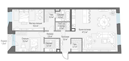 2-BD Apartment Sale, 113平方米 at Foriver, Simonovskaya Embankment, 3к1, Moscow, Russia #3 2-BD Apartment Sale, 113平方米 at Foriver, Simonovskaya Embankment, 3к1, Moscow, Russia #3