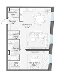 1-BD Apartment Sale, 84.4 sq. m. at Foriver, Simonovskaya Embankment, 3к1, Moscow, Russia #3