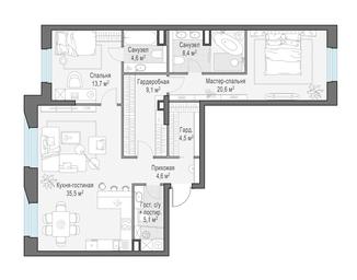 2-BD Apartment Sale, 105.7 sq. m. at Foriver, Simonovskaya Embankment, 3к1, Moscow, Russia #3 2-BD Apartment Sale, 105.7 sq. m. at Foriver, Simonovskaya Embankment, 3к1, Moscow, Russia #3