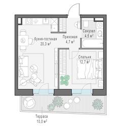 1-BD Apartment Sale, 45.6平方米 at Foriver, Simonovskaya Embankment, 3к1, Moscow, Russia #2 1-BD Apartment Sale, 45.6平方米 at Foriver, Simonovskaya Embankment, 3к1, Moscow, Russia #2