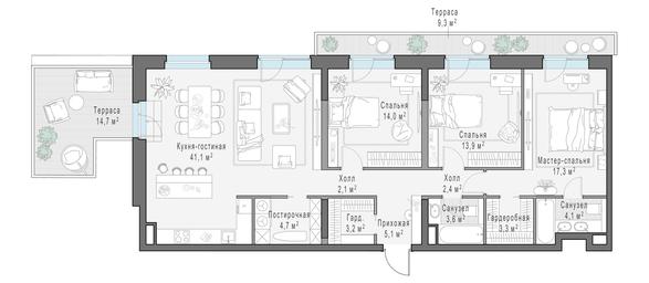 3-BD Apartment Sale, 123.4平方米 at Foriver, Simonovskaya Embankment, 3к1, Moscow, Russia #3