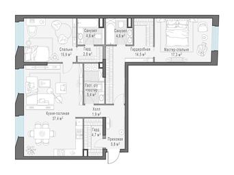 2-BD Apartment Sale, 115.3平方米 at Foriver, Simonovskaya Embankment, 3к1, Moscow, Russia #3 2-BD Apartment Sale, 115.3平方米 at Foriver, Simonovskaya Embankment, 3к1, Moscow, Russia #3