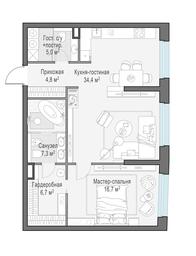 1-BD Apartment Sale, 74 sq. m. at Foriver, Simonovskaya Embankment, 3к1, Moscow, Russia #3