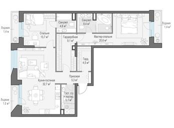 2-BD Apartment Sale, 107.6 sq. m. at Foriver, Simonovskaya Embankment, 3к1, Moscow, Russia #3 2-BD Apartment Sale, 107.6 sq. m. at Foriver, Simonovskaya Embankment, 3к1, Moscow, Russia #3