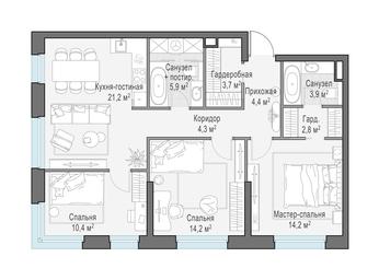 2-BD Apartment Sale, 85.9 sq. m. at Foriver, Simonovskaya Embankment, 3к1, Moscow, Russia #2 2-BD Apartment Sale, 85.9 sq. m. at Foriver, Simonovskaya Embankment, 3к1, Moscow, Russia #2