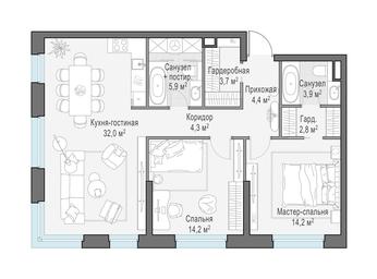 2-BD Apartment Sale, 85.9 sq. m. at Foriver, Simonovskaya Embankment, 3к1, Moscow, Russia #4