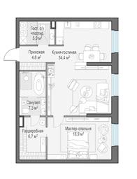 1-BD Apartment Sale, 74.3平方米 at Foriver, Simonovskaya Embankment, 3к1, Moscow, Russia #3 1-BD Apartment Sale, 74.3平方米 at Foriver, Simonovskaya Embankment, 3к1, Moscow, Russia #3