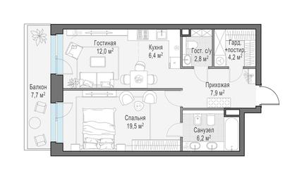 1-BD Apartment Sale, 62.4 sq. m. at Foriver, Simonovskaya Embankment, 3к1, Moscow, Russia #3