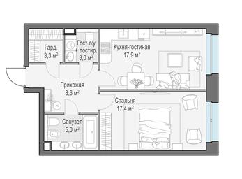 1-BD Apartment Sale, 55.2 sq. m. at Foriver, Simonovskaya Embankment, 3к1, Moscow, Russia #3 1-BD Apartment Sale, 55.2 sq. m. at Foriver, Simonovskaya Embankment, 3к1, Moscow, Russia #3