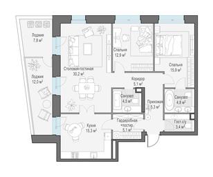 2-BD Apartment Sale, 112.4平方米 at Foriver, Simonovskaya Embankment, 3к1, Moscow, Russia #3 2-BD Apartment Sale, 112.4平方米 at Foriver, Simonovskaya Embankment, 3к1, Moscow, Russia #3