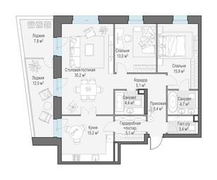 2-BD Apartment Sale, 112.4平方米 at Foriver, Simonovskaya Embankment, 3к1, Moscow, Russia #3 2-BD Apartment Sale, 112.4平方米 at Foriver, Simonovskaya Embankment, 3к1, Moscow, Russia #3
