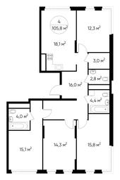 4-BD Apartment Sale, 105.8平方米 at Peredelkino Blizhnee, Korneya Chukovskogo Street, 1, Vnukovskoye Settlement, Moscow, Russia #2