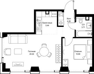 1-BD Apartment Sale, 48.49平方米 at SET, Vereyskaya Street, Moscow, Russia #2 1-BD Apartment Sale, 48.49平方米 at SET, Vereyskaya Street, Moscow, Russia #2