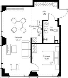1-BD Apartment Sale, 47.87 sq. m. at SET, Vereyskaya Street, Moscow, Russia #2