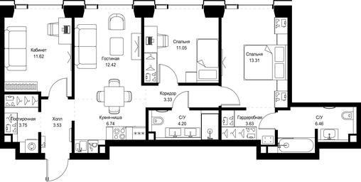 3-BD Apartment Sale, 80.04平方米 at SET, Vereyskaya Street, Moscow, Russia #3