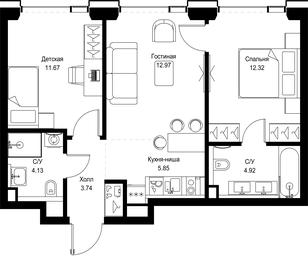2-BD Apartment Sale, 55.6平方米 at SET, Vereyskaya Street, Moscow, Russia #2