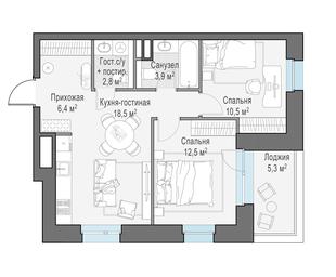 1-BD Apartment Sale, 57.7 sq. m. at Foriver, Simonovskaya Embankment, 3к1, Moscow, Russia #2 1-BD Apartment Sale, 57.7 sq. m. at Foriver, Simonovskaya Embankment, 3к1, Moscow, Russia #2