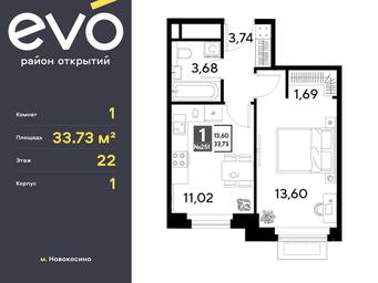 Apartment Sale, 33.73 sq. m. at EVO, Komsomolskaya Street, Reutov, Moscow Region, Russia #3