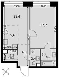 2-BD Apartment Sale, 47.1平方米 at Amber City, 3rd Khoroshyovsky Drive, 3А, Moscow, Russia #2 2-BD Apartment Sale, 47.1平方米 at Amber City, 3rd Khoroshyovsky Drive, 3А, Moscow, Russia #2