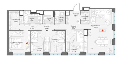3-BD Apartment Sale, 141.3平方米 at West Garden, Minskaya Street, 1Вс1, Moscow, Russia #3