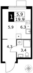 Apartment Sale, 19.9平方米 at 1 Izmajlovskij, Montazhnaya Street, 8с13, Moscow, Russia #3
