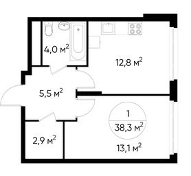 Apartment Sale, 38.3 sq. m. at Peredelkino Blizhnee, Korneya Chukovskogo Street, 1, Vnukovskoye Settlement, Moscow, Russia #2 Apartment Sale, 38.3 sq. m. at Peredelkino Blizhnee, Korneya Chukovskogo Street, 1, Vnukovskoye Settlement, Moscow, Russia #2