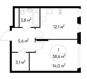 Apartment Sale, 38.6 sq. m. at Peredelkino Blizhnee, Korneya Chukovskogo Street, 1, Vnukovskoye Settlement, Moscow, Russia #2 Apartment Sale, 38.6 sq. m. at Peredelkino Blizhnee, Korneya Chukovskogo Street, 1, Vnukovskoye Settlement, Moscow, Russia #2