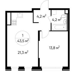 Apartment Sale, 43.5平方米 at Peredelkino Blizhnee, Korneya Chukovskogo Street, 1, Vnukovskoye Settlement, Moscow, Russia #2