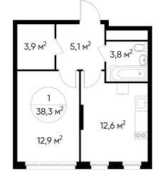 Apartment Sale, 38.3 sq. m. at Peredelkino Blizhnee, Korneya Chukovskogo Street, 1, Vnukovskoye Settlement, Moscow, Russia #2