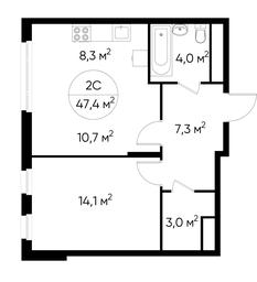 2-BD Apartment Sale, 47.4 sq. m. at Peredelkino Blizhnee, Korneya Chukovskogo Street, 1, Vnukovskoye Settlement, Moscow, Russia #2 2-BD Apartment Sale, 47.4 sq. m. at Peredelkino Blizhnee, Korneya Chukovskogo Street, 1, Vnukovskoye Settlement, Moscow, Russia #2