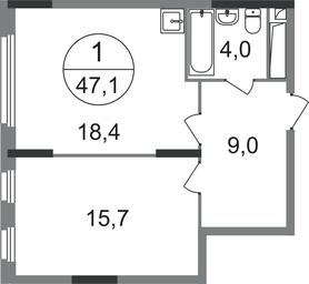 Apartment Sale, 47.1 sq. m. at Peredelkino Blizhnee, Korneya Chukovskogo Street, 1, Vnukovskoye Settlement, Moscow, Russia #2 Apartment Sale, 47.1 sq. m. at Peredelkino Blizhnee, Korneya Chukovskogo Street, 1, Vnukovskoye Settlement, Moscow, Russia #2