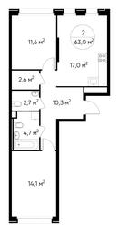 2-BD Apartment Sale, 63 sq. m. at Peredelkino Blizhnee, Korneya Chukovskogo Street, 1, Vnukovskoye Settlement, Moscow, Russia #2 2-BD Apartment Sale, 63 sq. m. at Peredelkino Blizhnee, Korneya Chukovskogo Street, 1, Vnukovskoye Settlement, Moscow, Russia #2