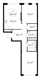 2-BD Apartment Sale, 62.3 sq. m. at Peredelkino Blizhnee, Korneya Chukovskogo Street, 1, Vnukovskoye Settlement, Moscow, Russia #2 2-BD Apartment Sale, 62.3 sq. m. at Peredelkino Blizhnee, Korneya Chukovskogo Street, 1, Vnukovskoye Settlement, Moscow, Russia #2