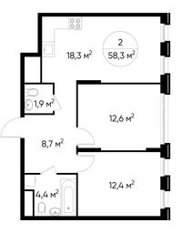 2-BD Apartment Sale, 58.3平方米 at Peredelkino Blizhnee, Korneya Chukovskogo Street, 1, Vnukovskoye Settlement, Moscow, Russia #2 2-BD Apartment Sale, 58.3平方米 at Peredelkino Blizhnee, Korneya Chukovskogo Street, 1, Vnukovskoye Settlement, Moscow, Russia #2