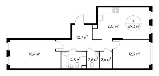 2-BD Apartment Sale, 69.3 sq. m. at Peredelkino Blizhnee, Korneya Chukovskogo Street, 1, Vnukovskoye Settlement, Moscow, Russia #2 2-BD Apartment Sale, 69.3 sq. m. at Peredelkino Blizhnee, Korneya Chukovskogo Street, 1, Vnukovskoye Settlement, Moscow, Russia #2