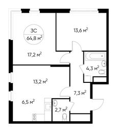 3-BD Apartment Sale, 64.8 sq. m. at Peredelkino Blizhnee, Korneya Chukovskogo Street, 1, Vnukovskoye Settlement, Moscow, Russia #2 3-BD Apartment Sale, 64.8 sq. m. at Peredelkino Blizhnee, Korneya Chukovskogo Street, 1, Vnukovskoye Settlement, Moscow, Russia #2