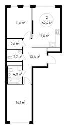 2-BD Apartment Sale, 62.4 sq. m. at Peredelkino Blizhnee, Korneya Chukovskogo Street, 1, Vnukovskoye Settlement, Moscow, Russia #2 2-BD Apartment Sale, 62.4 sq. m. at Peredelkino Blizhnee, Korneya Chukovskogo Street, 1, Vnukovskoye Settlement, Moscow, Russia #2