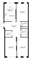 3-BD Apartment Sale, 83.9 sq. m. at Peredelkino Blizhnee, Korneya Chukovskogo Street, 1, Vnukovskoye Settlement, Moscow, Russia #2