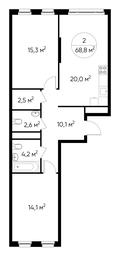 2-BD Apartment Sale, 68.8平方米 at Peredelkino Blizhnee, Korneya Chukovskogo Street, 1, Vnukovskoye Settlement, Moscow, Russia #2 2-BD Apartment Sale, 68.8平方米 at Peredelkino Blizhnee, Korneya Chukovskogo Street, 1, Vnukovskoye Settlement, Moscow, Russia #2