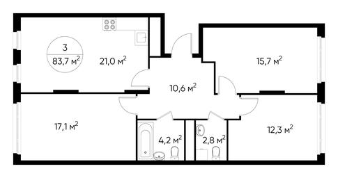 3-BD Apartment Sale, 83.7 sq. m. at Peredelkino Blizhnee, Korneya Chukovskogo Street, 1, Vnukovskoye Settlement, Moscow, Russia #2 3-BD Apartment Sale, 83.7 sq. m. at Peredelkino Blizhnee, Korneya Chukovskogo Street, 1, Vnukovskoye Settlement, Moscow, Russia #2