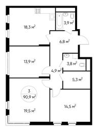 3-BD Apartment Sale, 90.9平方米 at Peredelkino Blizhnee, Korneya Chukovskogo Street, 1, Vnukovskoye Settlement, Moscow, Russia #2 3-BD Apartment Sale, 90.9平方米 at Peredelkino Blizhnee, Korneya Chukovskogo Street, 1, Vnukovskoye Settlement, Moscow, Russia #2